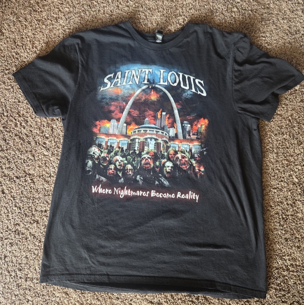 Saint Louis Graphic Horror Tee - Black with Multicolor Print